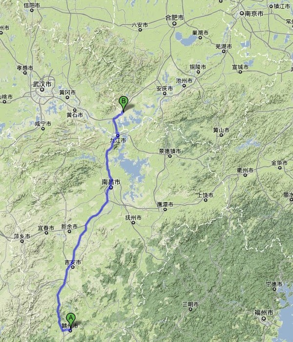 赣州-宿松500公里地形图图片