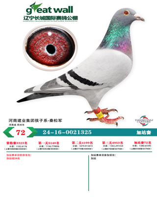 辽宁长城国际公棚加站赛72名